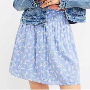 Loft butterfly smocked skirt